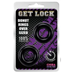 Get Lock Lot de 2 cockrings souples Donut Noir